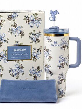 X Tumbler Love Shack Fancy 40oz Holiday Rosa Beaux Blue Gift Box Cup X Tumbler